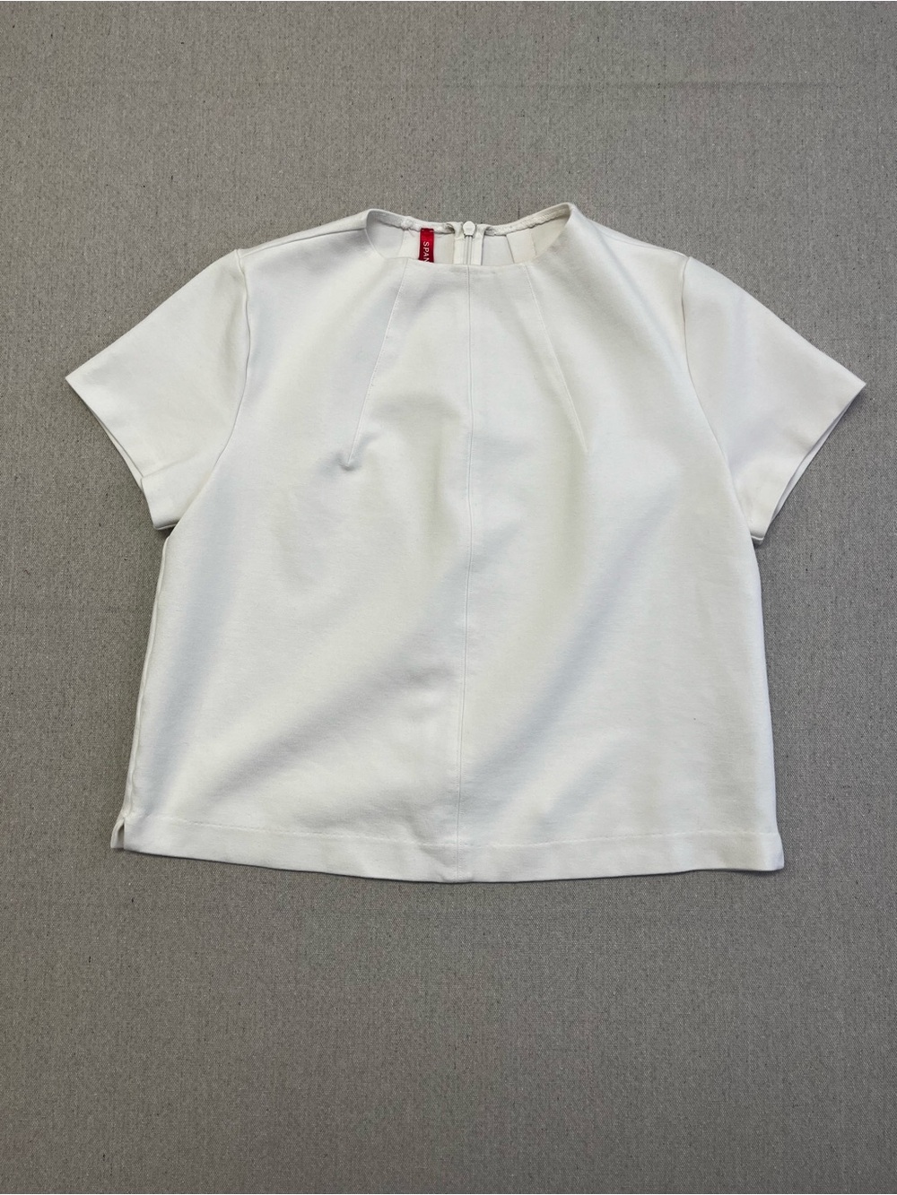 SPANX White Ponte Knit Short Sleeve Blouse Top Size Small Career Chic